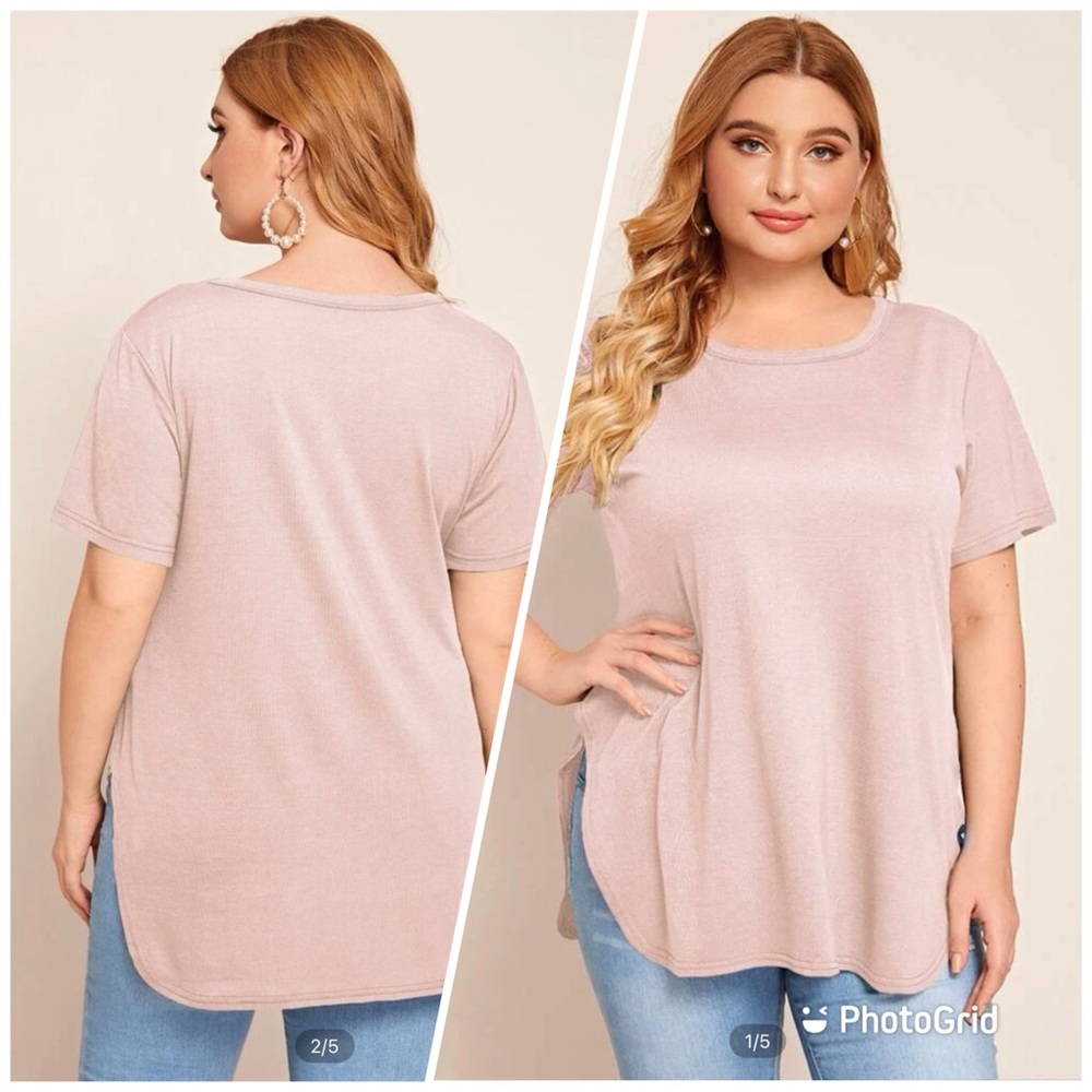 Plus solid slit hem tee - Picture 2 of 5
